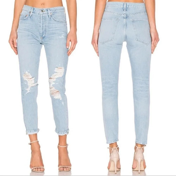 AGOLDE Jamie High Rise Classic Ever More 2 Light Blue Jeans - Picture 2 of 12